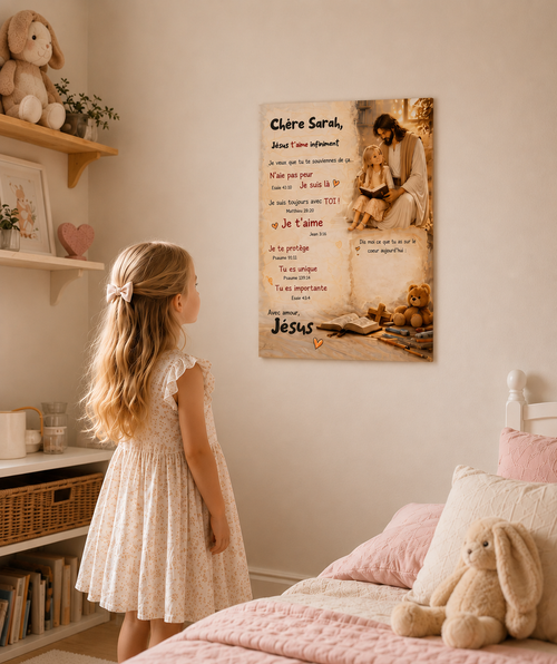Poster personnalisé enfant – Une lettre de Jésus pour ton enfant 🤍