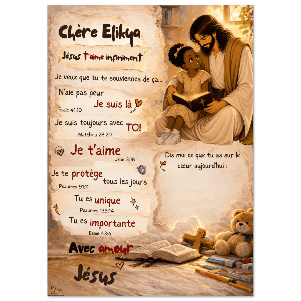 Poster personnalisé enfant – Une lettre de Jésus pour ton enfant 🤍 - Faith, Love and Grace