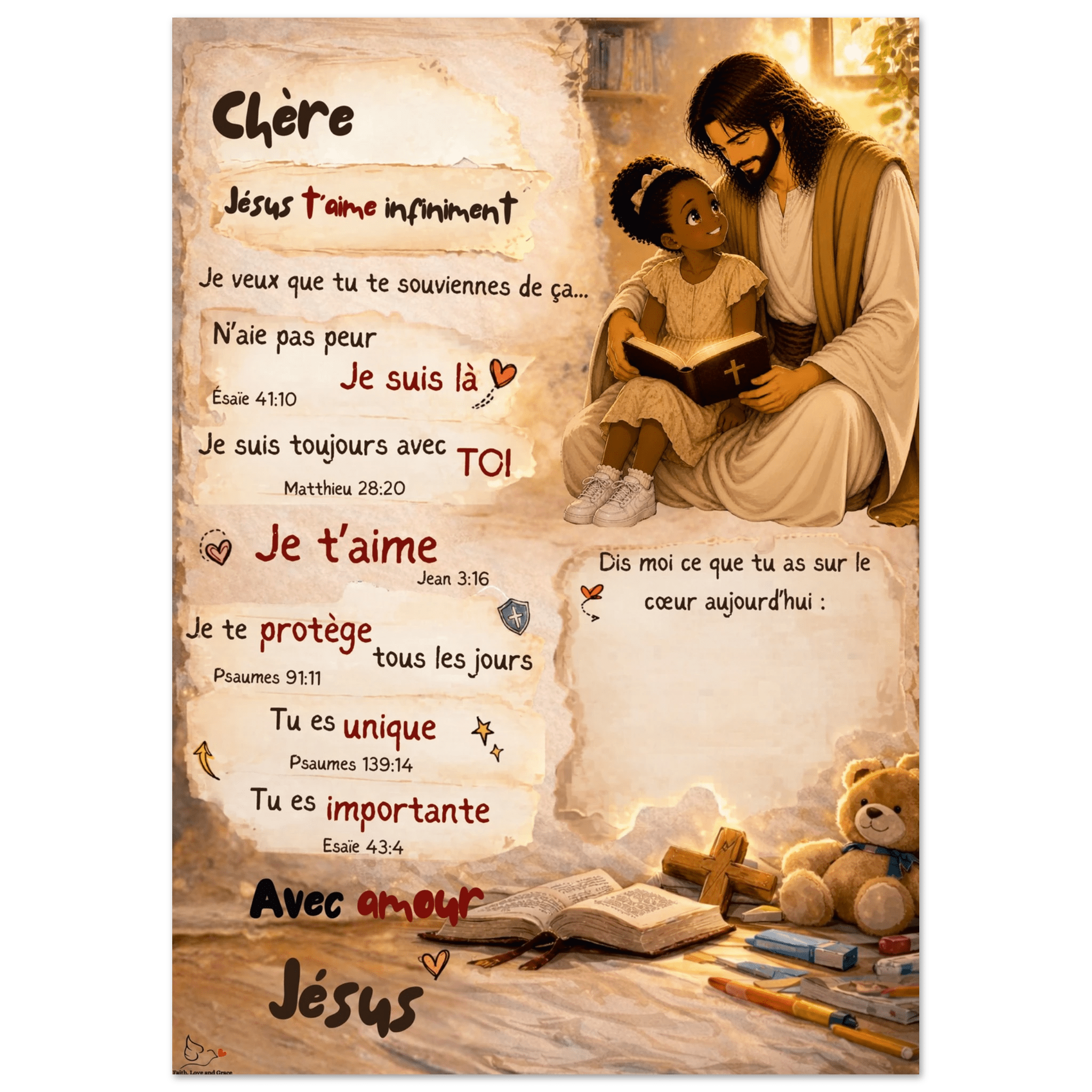 Poster personnalisé enfant – Une lettre de Jésus pour ton enfant 🤍 - Faith, Love and Grace
