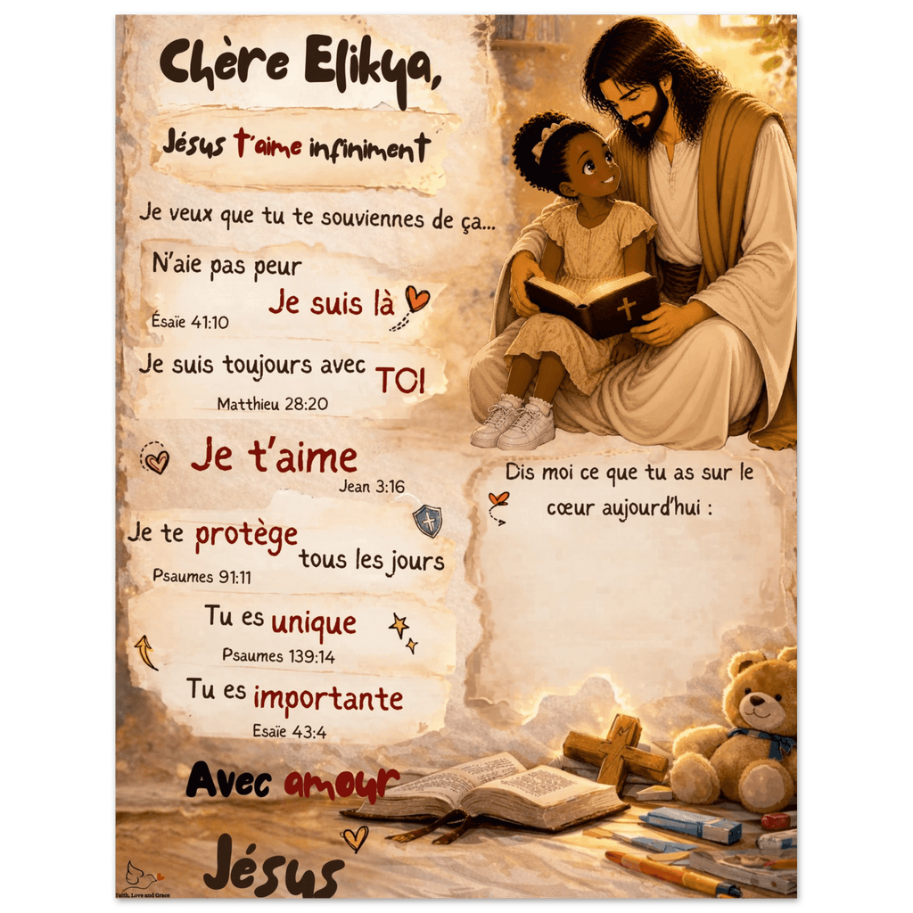 Poster personnalisé enfant – Une lettre de Jésus pour ton enfant 🤍 - Faith, Love and Grace