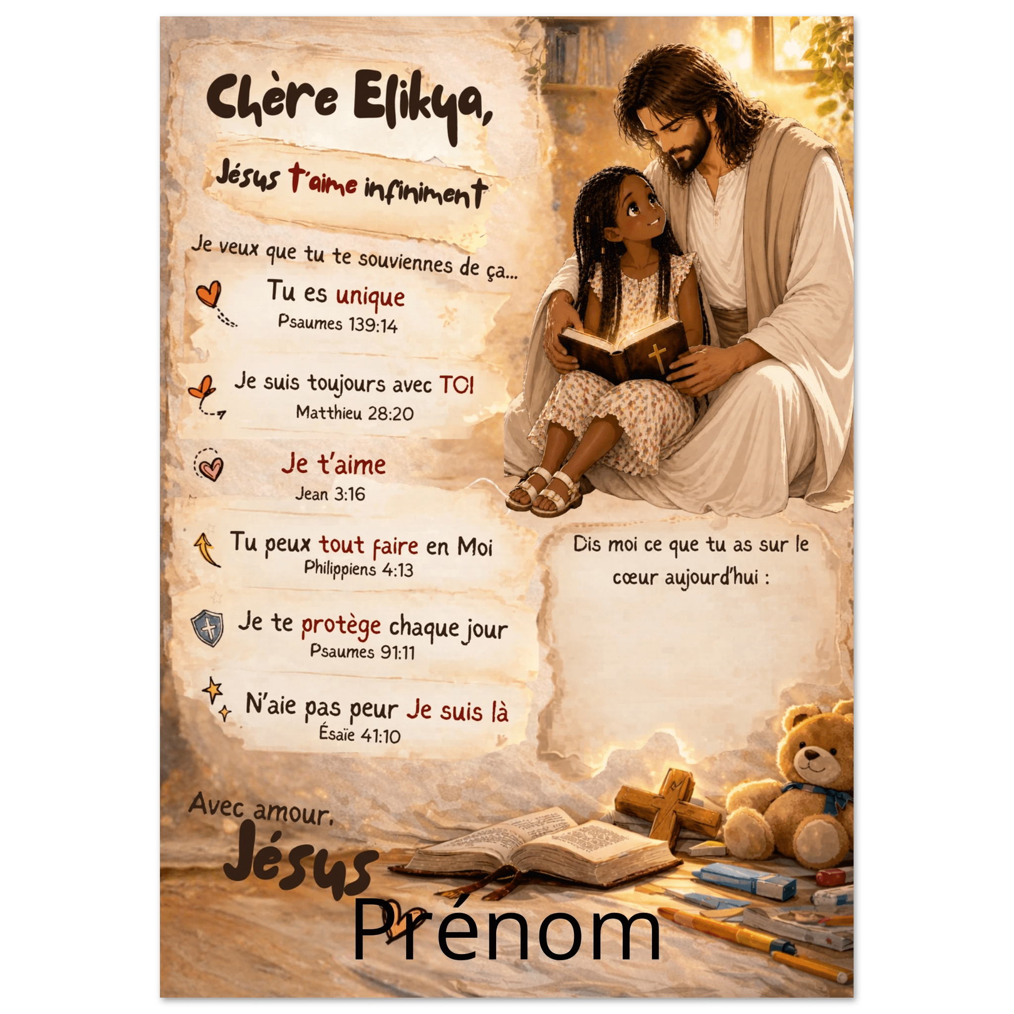 Poster personnalisé enfant – Une lettre de Jésus pour ton enfant 🤍 - Faith, Love and Grace