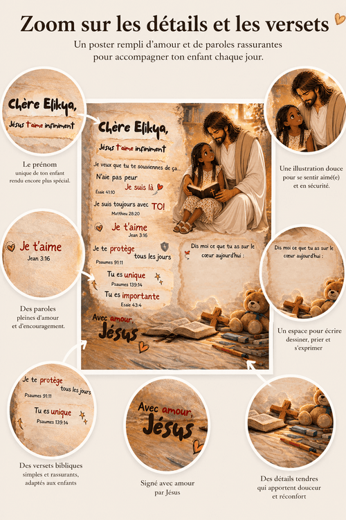Poster personnalisé enfant – Une lettre de Jésus pour ton enfant 🤍 - Faith, Love and Grace