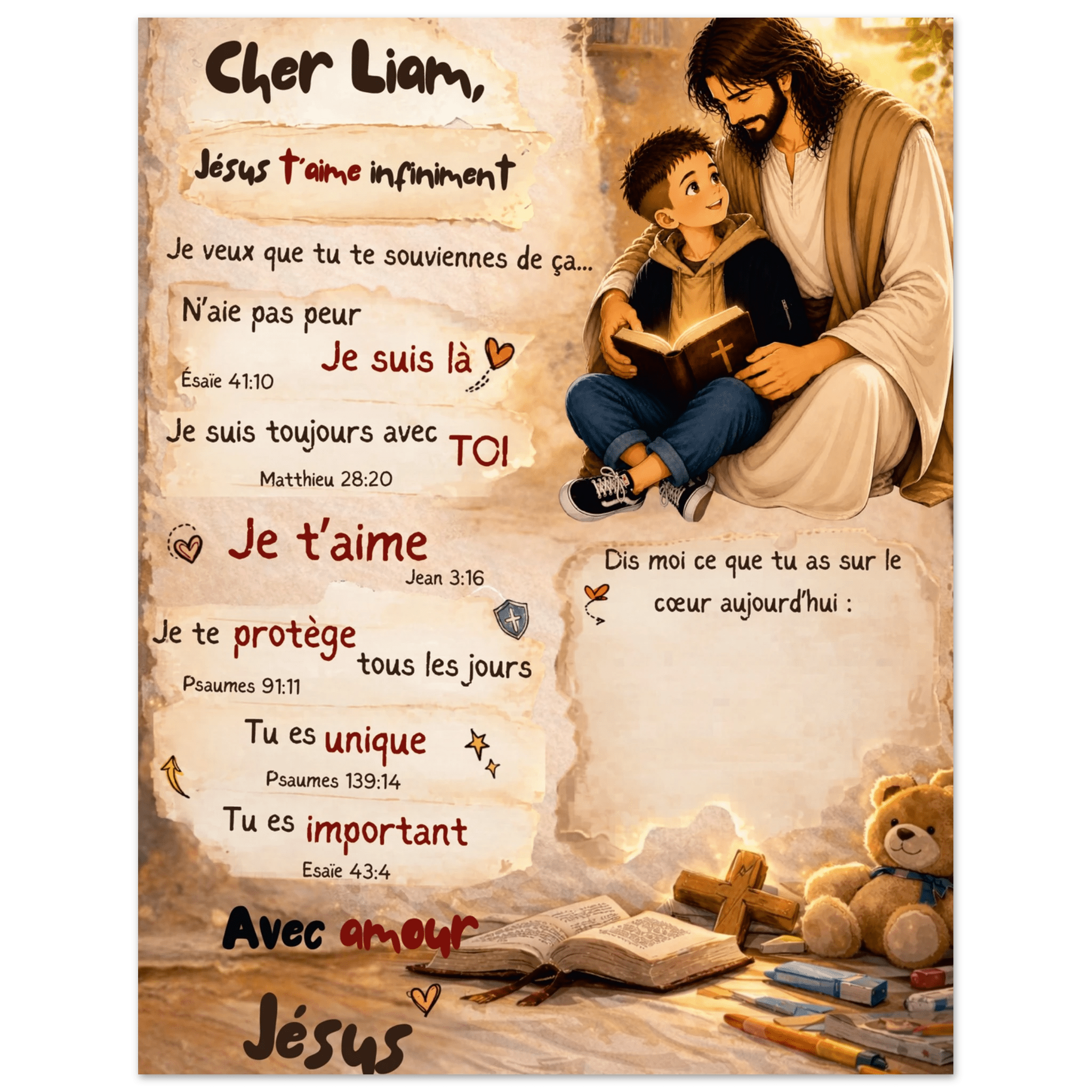 Poster personnalisé enfant – Une lettre de Jésus pour ton enfant 🤍 - Faith, Love and Grace