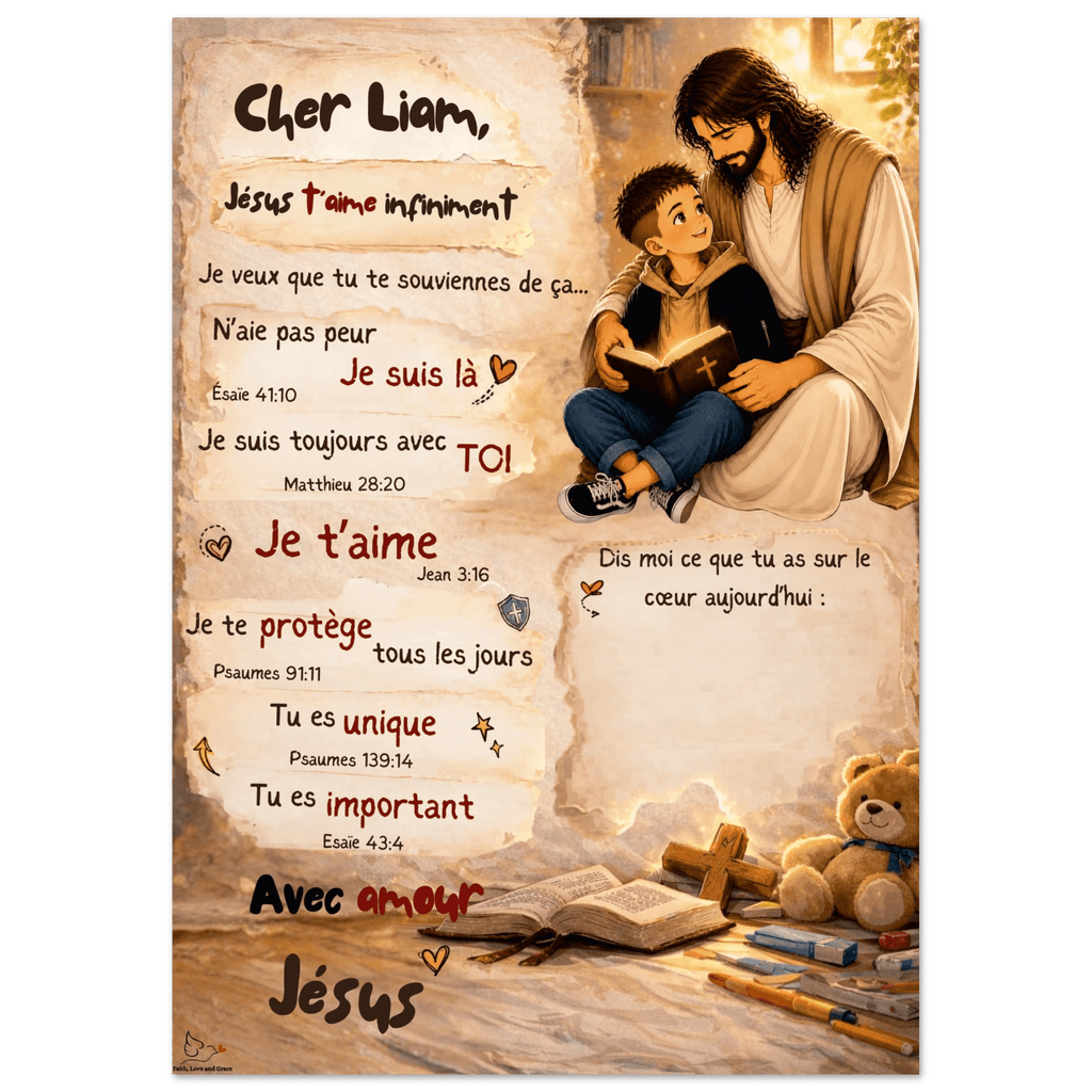 Poster personnalisé enfant – Une lettre de Jésus pour ton enfant 🤍 - Faith, Love and Grace