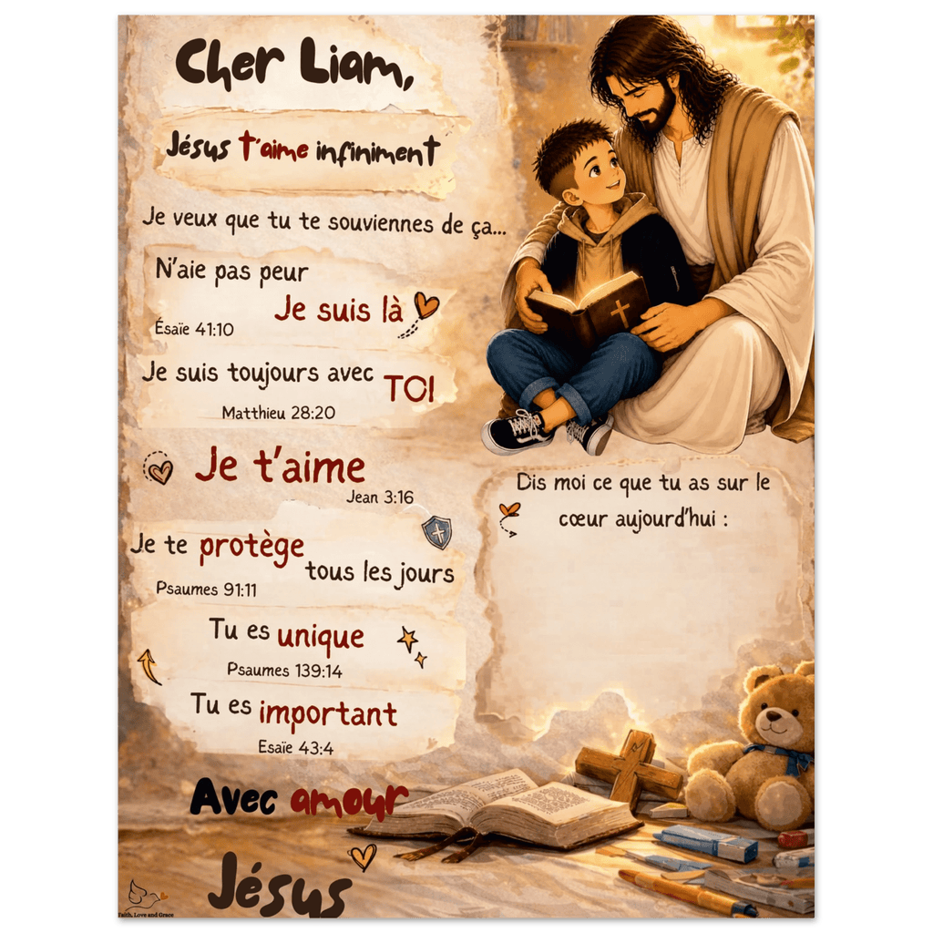 Poster personnalisé enfant – Une lettre de Jésus pour ton enfant 🤍 - Faith, Love and Grace
