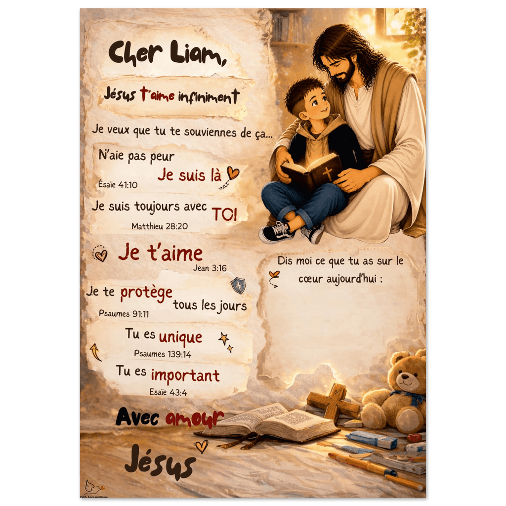 Poster personnalisé enfant – Une lettre de Jésus pour ton enfant 🤍 - Faith, Love and Grace